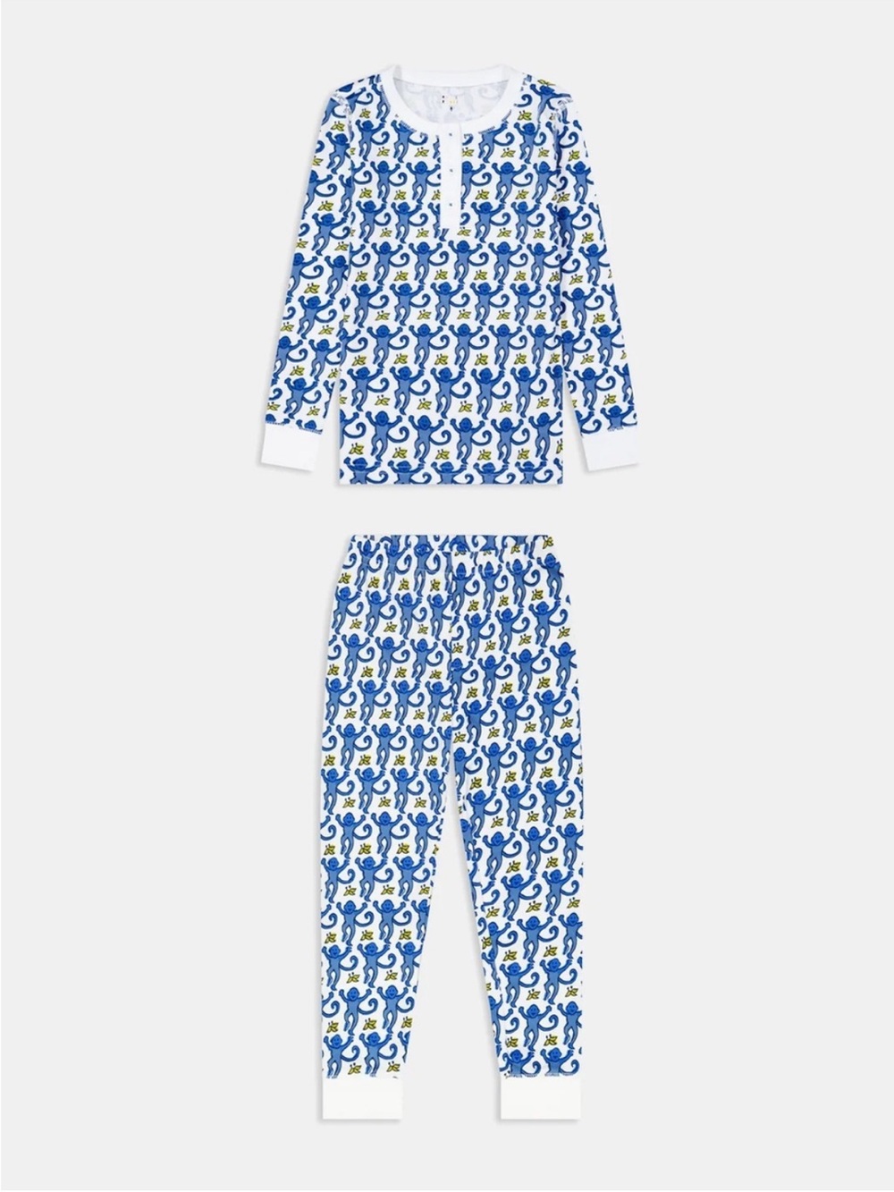 Roberta Roller Rabbit Blue & White Monkey Print Kids Pajama Set